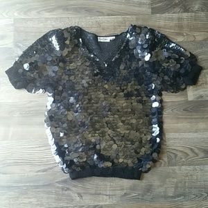 Oleg Cassini sequined top